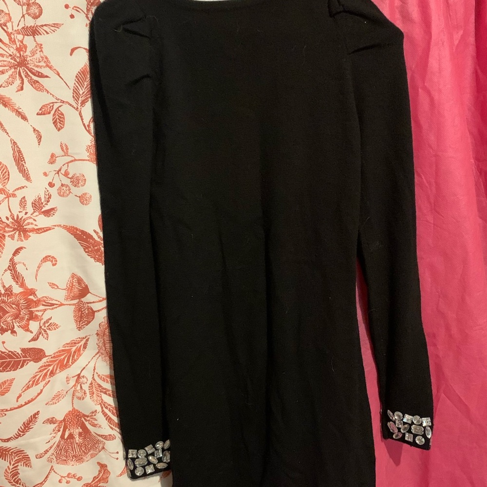 Moda Sweater Dress with rhinestone sleeves